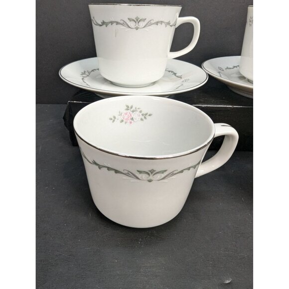 Signature Collection Select Fine China Petite Bouquet 114 4 Teacup and 2 Saucer - Picture 4 of 11